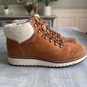 Women’s fur trim lace up boot